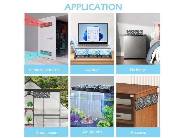 120mm x 3 Computer Fan with AC Plug Variable Speed 110V - 240V Small Box Fans for DIY Bedroom Window Exhaust or Intake and Laptop Cooling Pad