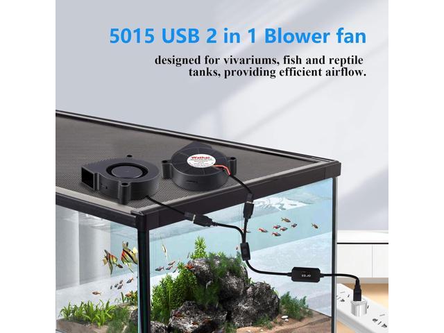 Wathai 50mm x 15mm USB Blower Fan 5V 5015 Brushless Cooling Fans with Variable Speed Controller for Laptops, Helmets, and DIY Projects 2 Pack