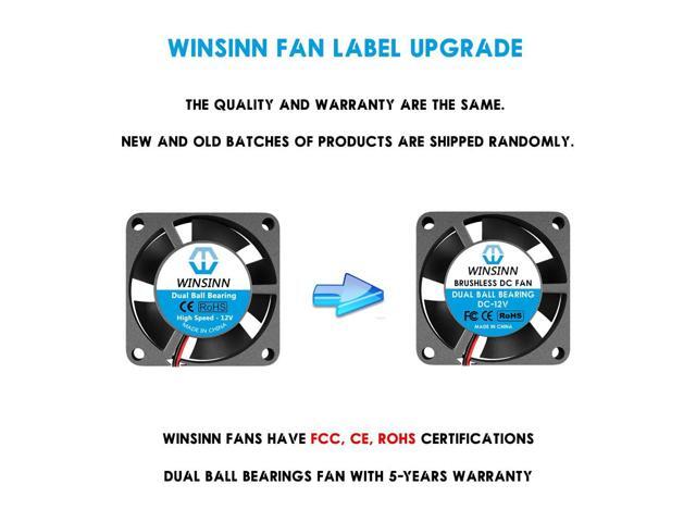 WINSINN 25mm Fan 12V, 3D Printer Micro 12 Volt Fans 2510 Dual Ball Bearing, Brushless Cooling 25mmx10mm 2PIN (Pack of 2Pcs)