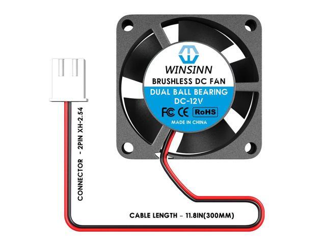 WINSINN 25mm Fan 12V, 3D Printer Micro 12 Volt Fans 2510 Dual Ball Bearing, Brushless Cooling 25mmx10mm 2PIN (Pack of 2Pcs)