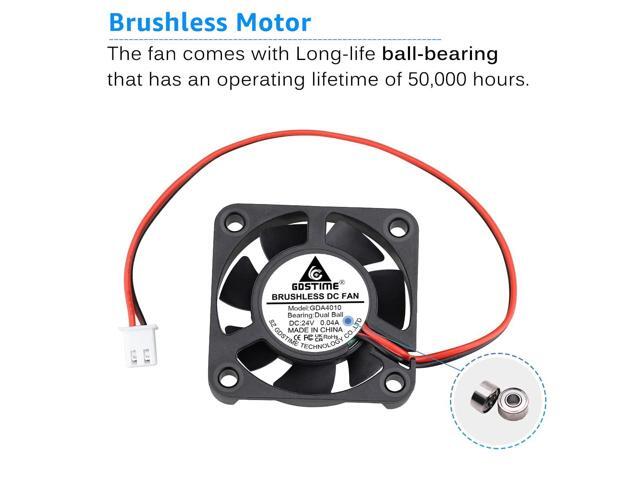 GDSTIME 2Pcs 40mm Fan 24V, Dual Ball Bearing 40x40x10mm Brushless DC Cooling Fan 2 Pin