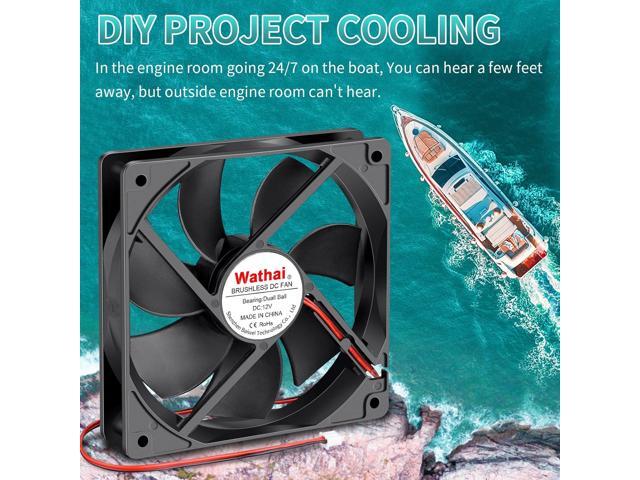 Wathai 120mm x 25mm 12V Waterproof Fan Dual Ball High Preformance for Outdoor Electronic Equipment Cabinet or DIY Cooling Ventilation Exhaust...
