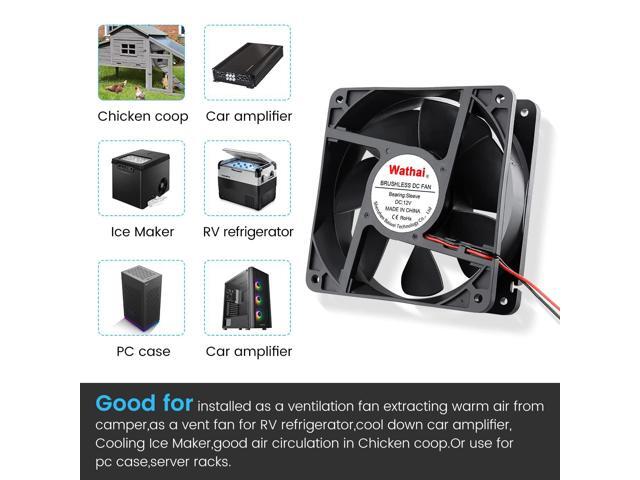Wathai 2Pin 120mm x 38mm Brushless Cooling Case Fan 12V 2pin DC High Airflow Cooler Fan