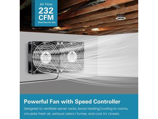 GDSTIME Dual 120mm x 38mm Computer Fan with AC Plug, AC 110V-240V Variable Speed Fan 240mm for DIY Cooling Mining Rig Server Case Grow Rack AV...
