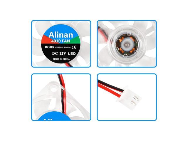 6pcs 4010 12V Color LED Mini Brushless Cooling Fan Transparent 40 * 40 * 10MM 0.05A for 3D Printer, PC, Case, CPU