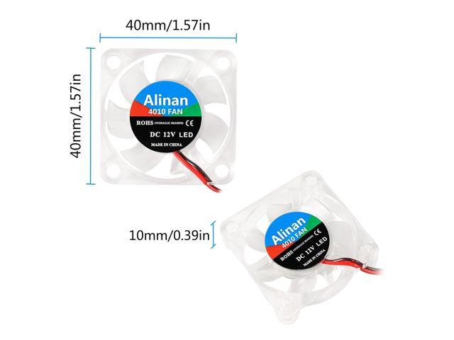 6pcs 4010 12V Color LED Mini Brushless Cooling Fan Transparent 40 * 40 * 10MM 0.05A for 3D Printer, PC, Case, CPU