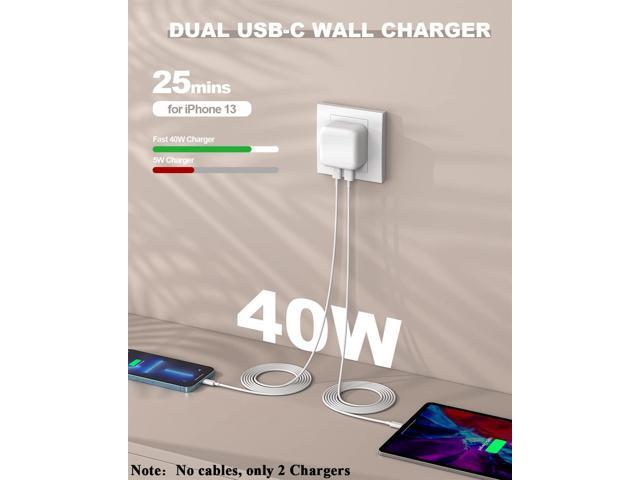 Fast iPhone 15 Charger Block, 2 Pack 40W Dual USB C Wall Charger PD Fast Charging Block Type C Foldable Charger Power Adapter Plug Box Apple...
