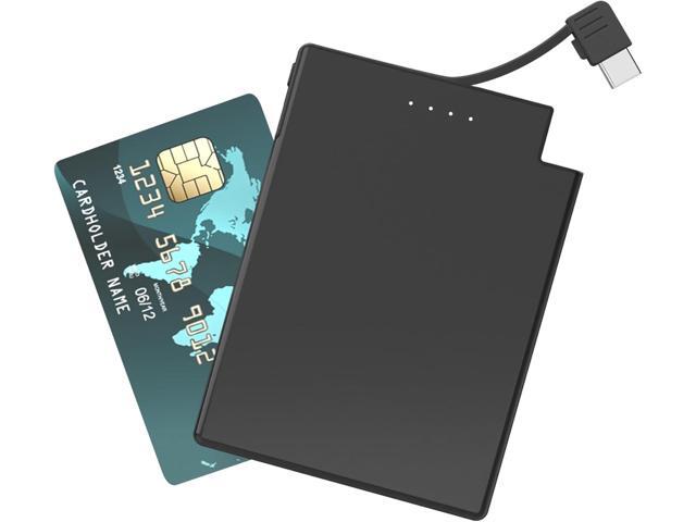 Auskang Slim Portable Charger with Built in Cable - Ultra Thin Power Bank Compatible with iPhone 15 Series Samsung Galaxy/Note Google Pixel and...