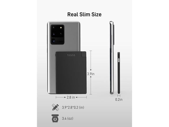 Auskang Slim Portable Charger with Built in Cable - Ultra Thin Power Bank Compatible with iPhone 15 Series Samsung Galaxy/Note Google Pixel and...