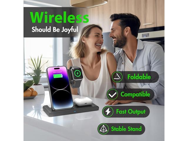 Wireless Charger iPhone Charging Station: 3 in 1 Charger Stand Multiple Devices for Apple - iPhone 15 14 Pro Max 13 12 11 - Watch 9 8 7 6 5 4 3 2...