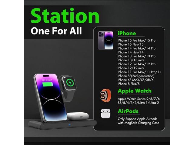 Wireless Charger iPhone Charging Station: 3 in 1 Charger Stand Multiple Devices for Apple - iPhone 15 14 Pro Max 13 12 11 - Watch 9 8 7 6 5 4 3 2...