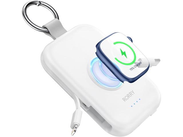 RORRY Portable Charger, 5000mAh Portable Charger Power Bank with Built-in Cables, Travel Keychain Battery Pack for Apple Watch Ultra...