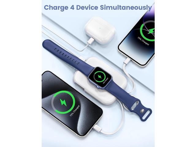 RORRY Portable Charger, 5000mAh Portable Charger Power Bank with Built-in Cables, Travel Keychain Battery Pack for Apple Watch Ultra...