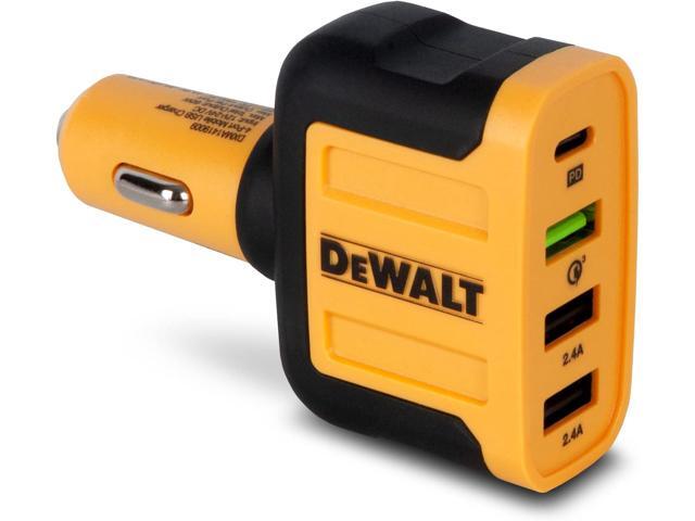 DEWALT 4-Port Mobile USB PD Charger, 60W USB Car Charger, Multi Port Type C USB Car Charger Adapter QC 3.0 Port