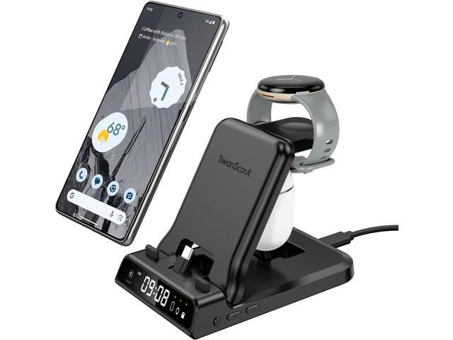 3 in 1 Charging Station for Google Pixel Watch 1 Only, 25W Fast Type-C Wired Charger Stand for Google Pixel 8 Pro/8/Fold/7A/7/7 Pro/6/6...