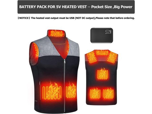 5v 2a Heated Vest Battery Pack,Micro Power Bank 10000mah for Heated Jacket,Dual USB LCD Display Portable Charger,External Battery for iPhone,...