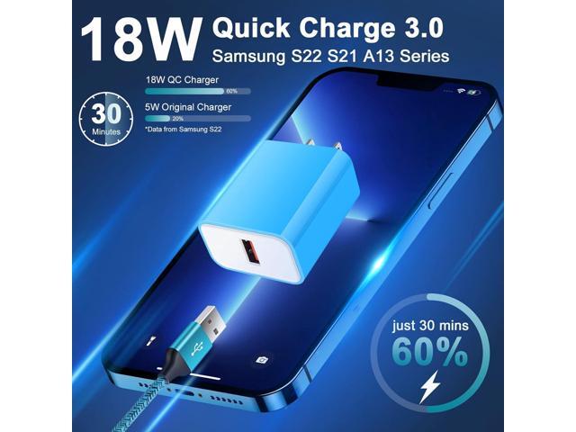 18W Android USB Fast Wall Charger with Type C Cable 6FT for Samsung Galaxy S25 Ultra S25+ S25 A16 5G A53 A13 A15 A14 A54 A25 A23 A73 A33 S24 S24+...