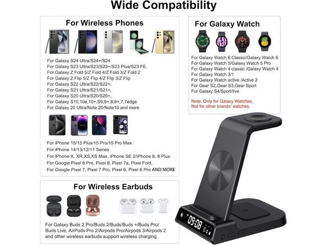 Wireless Charger for Samsung Devices, 4 in 1 Wireless Charging Station for Galaxy S24 Ultra/S24/S24+/S23 Ultra/Z Fold5/Z Flip, Watch Charger for...