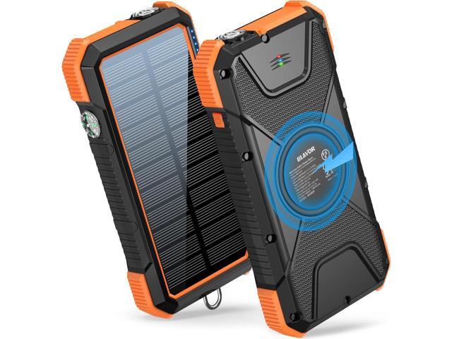 BLAVOR Solar Power Bank, PD18W QC3.0 Fast Charging 10W Wireless Charger 20000mAh Solar Powered Powerbank with Type C Input/Output, IPX5 Waterproof,...
