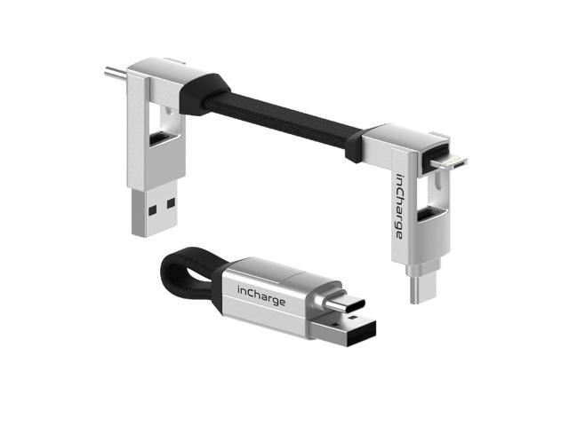 Rolling Square inCharge 6 - Keychain USB C Charger Cable, Lightning Cable and Micro-USB for Smartphone, Universal Cable Charger 6 in 1, USB Plug,...