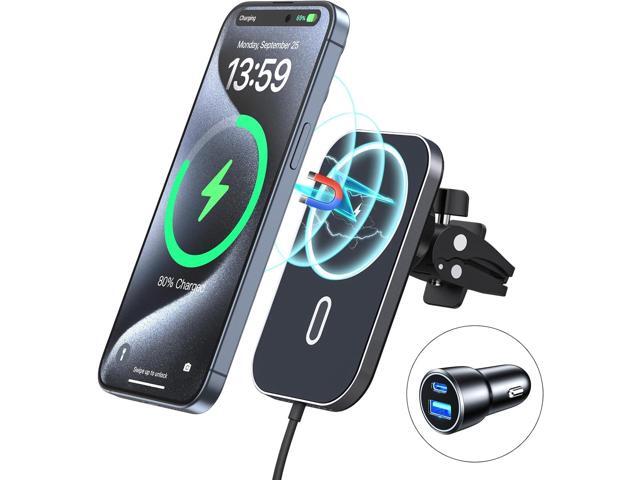 for MagSafe Car Mount Charger With Adapter, Magnetic Wireless Charger for Car Vent [2024 Upgraded Magnet] 360° Rotation iPhone Car Charger...