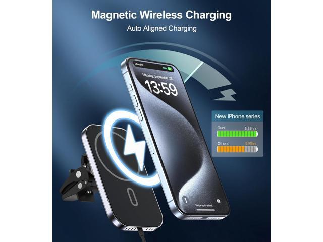 for MagSafe Car Mount Charger With Adapter, Magnetic Wireless Charger for Car Vent [2024 Upgraded Magnet] 360° Rotation iPhone Car Charger...