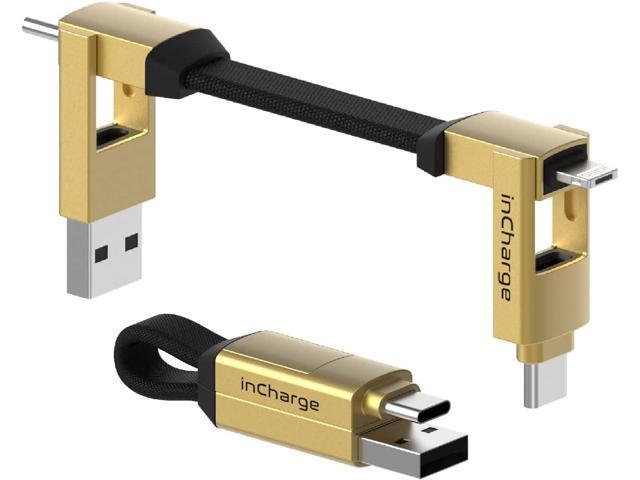 Rolling Square inCharge 6 Portable Keychain Charger Cable, 6-in-1 Multi Charging Cable, Saturn Gold For Personal Computer