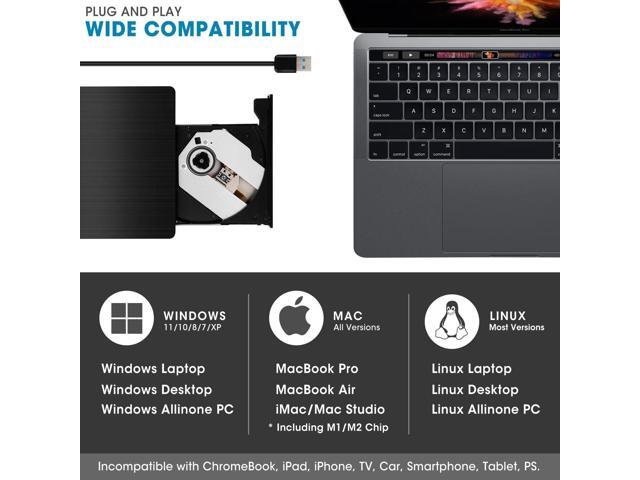 External CD DVD Drive USB 3.0 Portable DVD & CD-ROM +/-RW Player Burner Reader Writer Rewriter Adapter Optical Disc Drive for Laptop PC Windows...