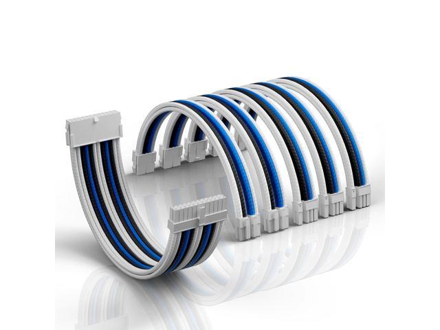 Asiahorse Customization Mod Sleeve Extension Power Supply Cable Kit 16AWG ATX/EPS/8-Pin PCI-E/6-pin PCI-E (Mix Color, Blue-White)
