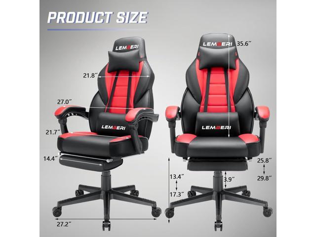 LEMBERI Video Game Chairs with footrest, Big and Tall Gamer Chair for Adults, 400lb Capacity, Racing Style Computer Chair with Headrest and Lumbar...