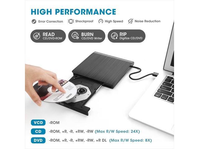 External CD DVD Drive USB 3.0 Portable DVD & CD-ROM +/-RW Player Burner Reader Writer Rewriter Adapter Optical Disc Drive for Laptop PC Windows...