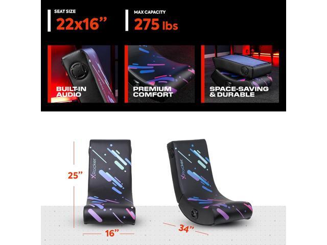 X Rocker Gaming Chair Galaxy Floor Rocker 2.0 BT Printed PU, 33.46' x 16.14' x 25.59', Black