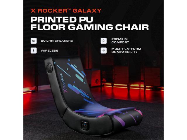 X Rocker Gaming Chair Galaxy Floor Rocker 2.0 BT Printed PU, 33.46' x 16.14' x 25.59', Black