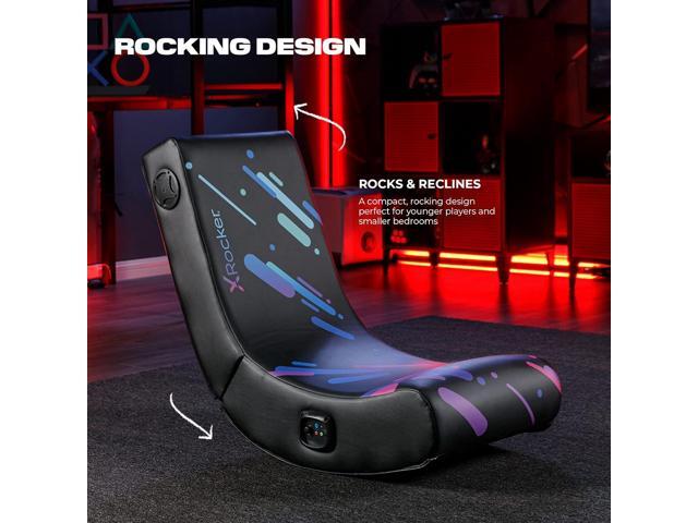 X Rocker Gaming Chair Galaxy Floor Rocker 2.0 BT Printed PU, 33.46' x 16.14' x 25.59', Black