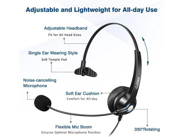 USB Headset with Microphone Noise Cancelling & Audio Controls, Wideband Computer Headphones for Business UC Skype Lync Softphone Call Center...