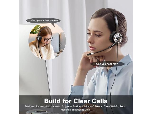 MKJ USB Headset with Microphone for PC, Computer Headset with Noise Cancelling Mic for Call Center and Office, Wired Headphones for Laptop UC...