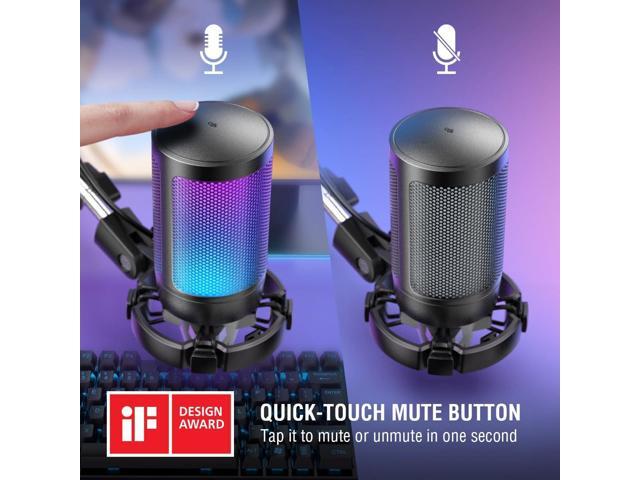 FIFINE Gaming PC USB Microphone, Podcast Condenser Mic with Boom Arm, Pop Filter, Mute Button for Streaming, Twitch, Online Chat, RGB Computer Mic...