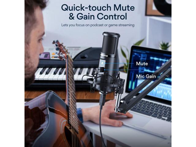 MAONO USB Microphone, Professional Condenser Computer PC Mic with One-Touch Mute, Gain Control for Podcast, Recording, Gaming, Streaming, Zoom...