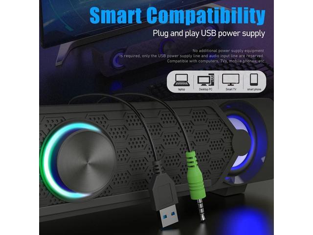Smalody Small Computer Speakers for Desktop Gaming Monitor, PC Speakers for Desktop Monitor, Computer Speaker Wired USB Powered, Mini Soundbar with...