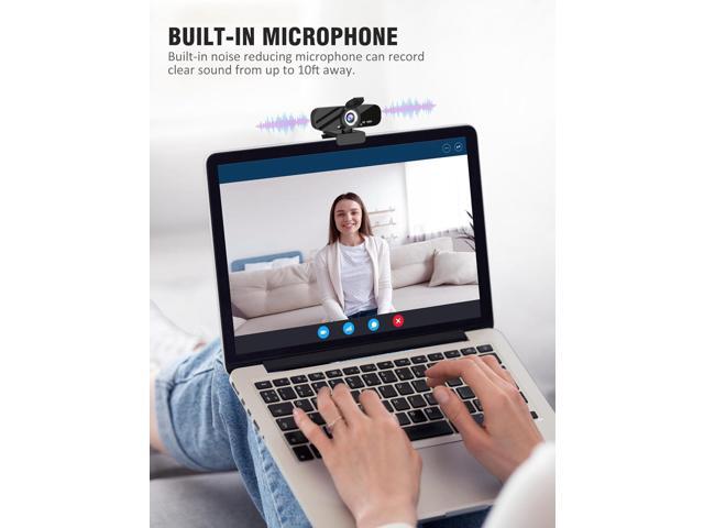 Full HD Webcam with Built-in Microphone and Rotatable Tripod, 1080P Video and Wide Angle Camera, Privacy Cover, for Desktop PC or Laptop Computer