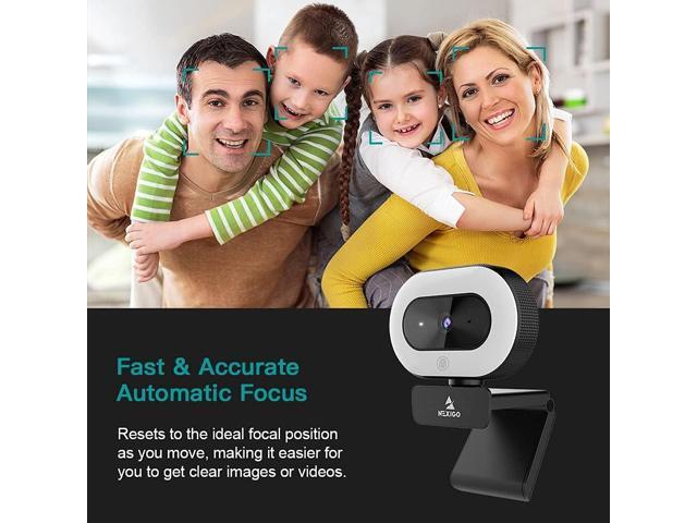 NexiGo StreamCam N930E with Software, 1080P Webcam with Ring Light and Privacy Cover, Auto-Focus, Plug and Play, Web Camera for Online Learning,...