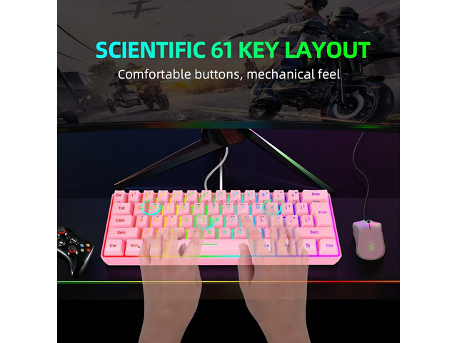 Snpurdiri 60% Wired Gaming Keyboard,RGB Backlit Ultra-Compact Waterproof Mini 61 Keys Keyboard, for PC/Mac Gamer, Typist, Travel, Easy to Carry on...