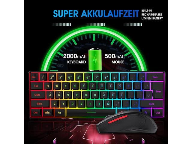 Snpurdiri 60% Wireless Gaming Keyboard and Mouse Combo, Include 2.4G Small Mini 60% Merchanical Feel Keyboard, Ergonomic Design Vertical Feel...