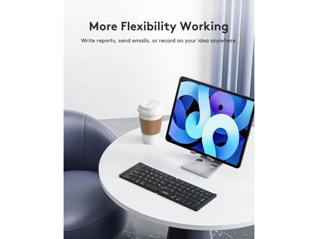 Samsers Foldable Bluetooth Keyboard - Portable Wireless Keyboard with Stand Holder, Rechargeable Full Size Ultra Slim Keyboard Compatible IOS...