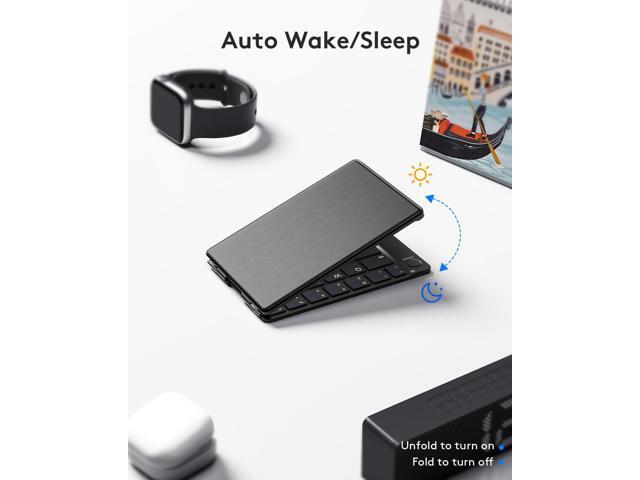 Samsers Foldable Bluetooth Keyboard - Portable Wireless Keyboard with Stand Holder, Rechargeable Full Size Ultra Slim Keyboard Compatible IOS...