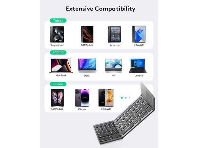 Samsers Foldable Bluetooth Keyboard with Touchpad, Portable Wireless Keyboard with Stand Holder, Rechargeable Full Size Ultra Slim Pocket Folding...