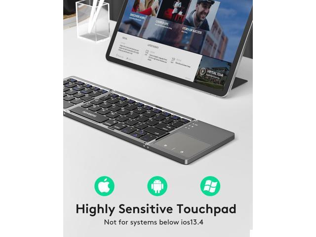 Samsers Foldable Bluetooth Keyboard with Touchpad, Portable Wireless Keyboard with Stand Holder, Rechargeable Full Size Ultra Slim Pocket Folding...