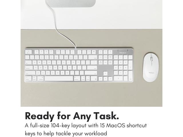 Macally Ultra-Slim USB Wired Keyboard with Number Keypad for Apple Mac Pro, MacBook Pro/Air, iMac, Mac Mini, Laptop Computers, Windows Desktop PC...