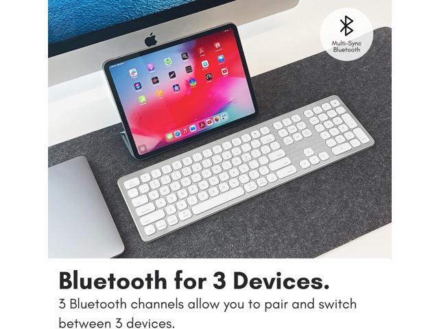 Macally Premium Bluetooth Keyboard for Mac - Compatible Apple Keyboard with Numeric Keypad - Multi Device Wireless for MacBook Pro/Air, Mac mini...