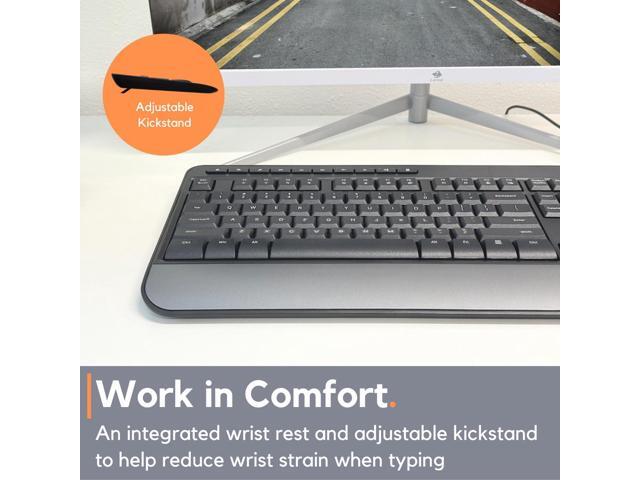 X9 Performance Multimedia USB Wired Keyboard - Comfortable Typing - Ergonomic Full Size Keyboard with Wrist Rest and 114 Keys - External Computer...